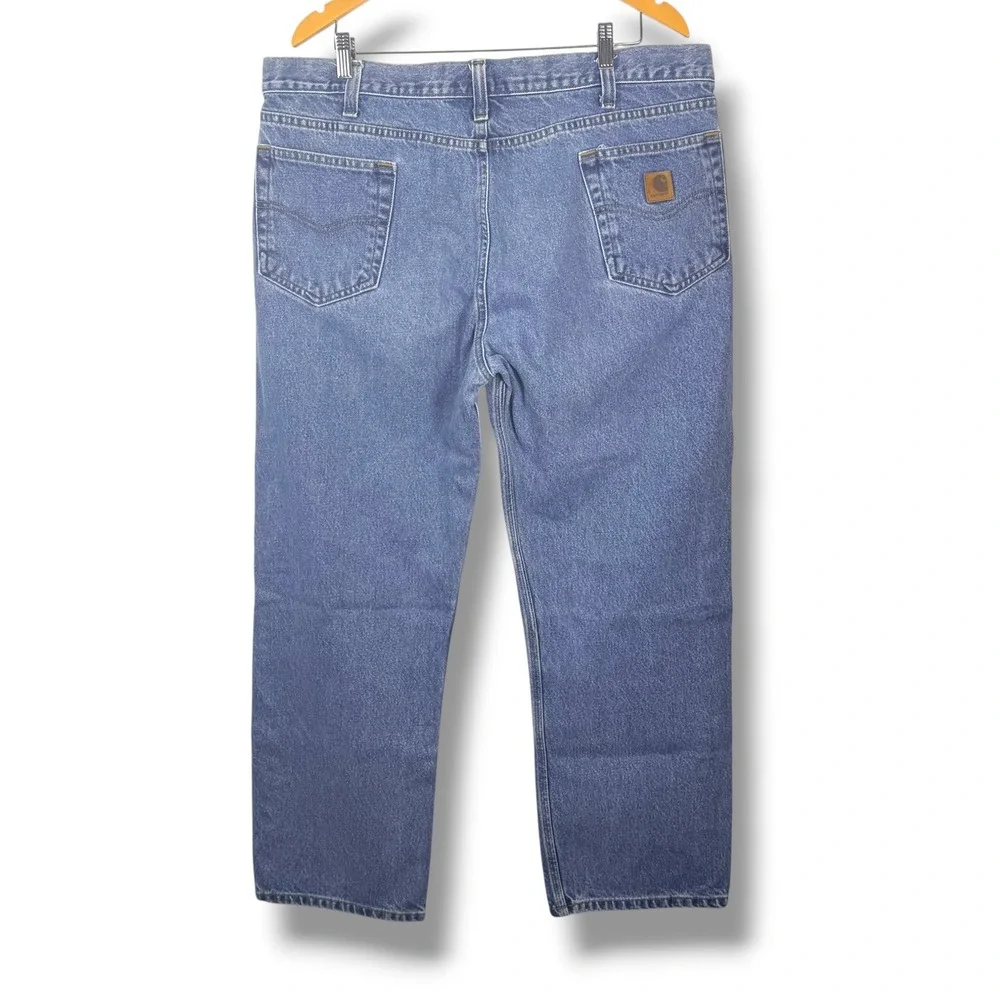 Carhartt Jeans Men 42x30 Blue Denim Traditional Fit‎ Cotton Workwear Logo B180